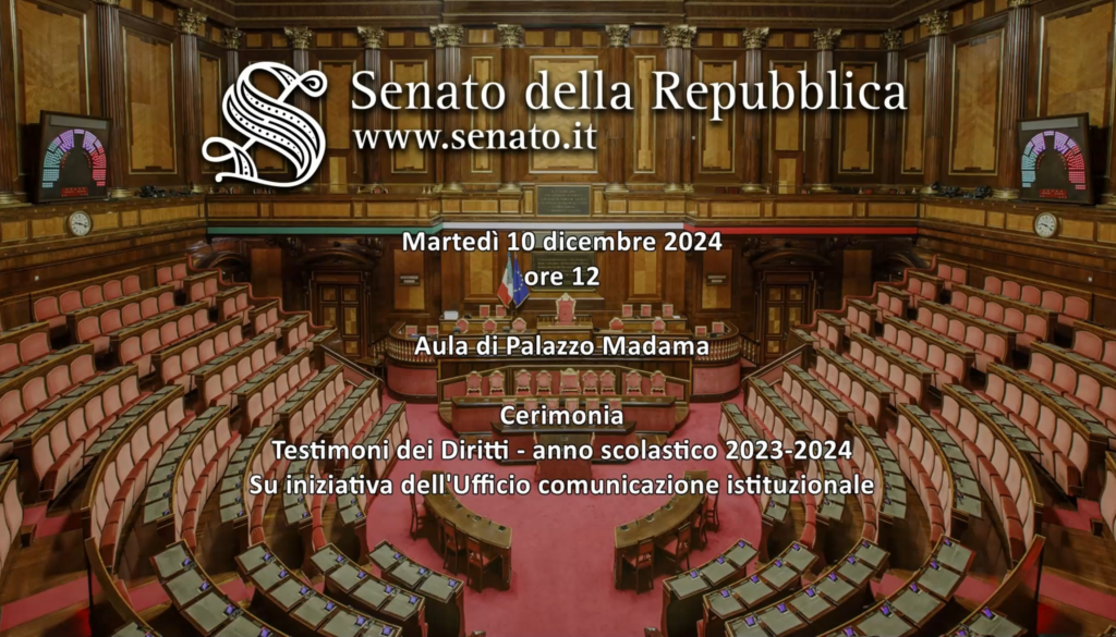 premiazione delle classi 3A e 3E scuola secondaria di primo grado al Senato