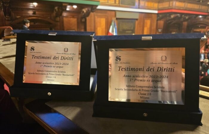 Targhe riconoscimento del progetto Testimoni dei diritti